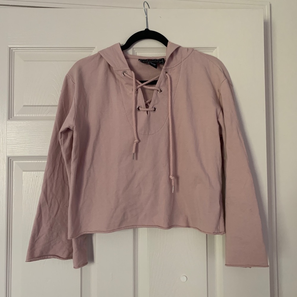 Pink Cropped Hooded Sweatshirt